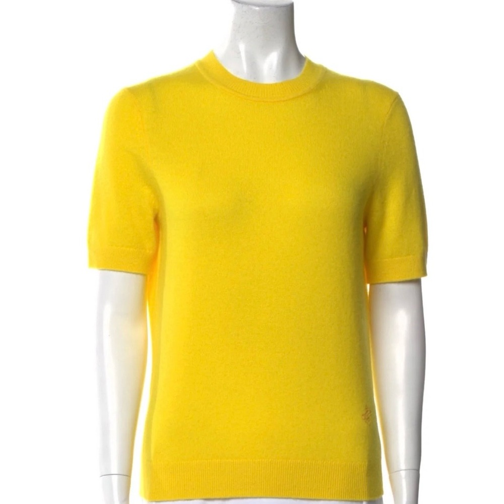 Zimmermann Yellow Cashmere Knit Top Short Sleeve Sweater Size 0